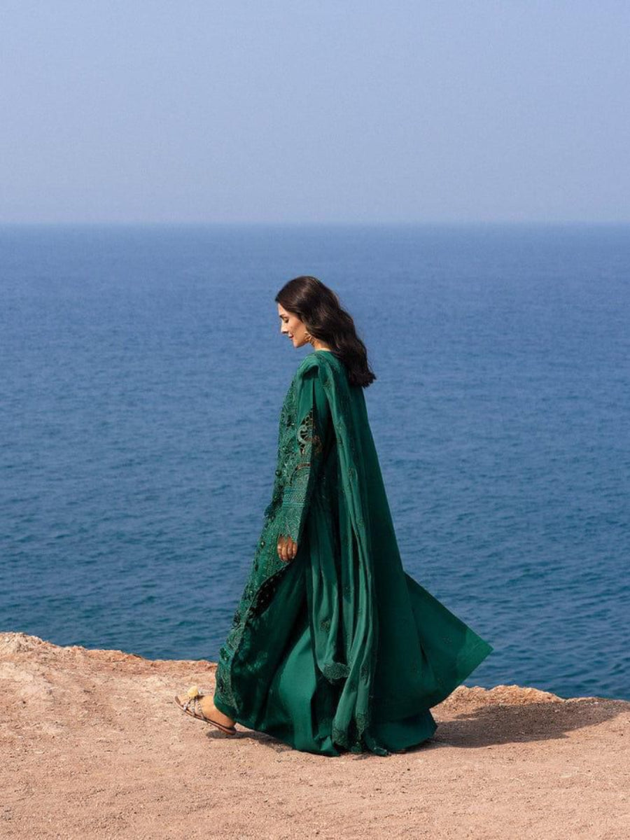 Emerald Green Chikankari Lawn Suit | Ready-to-Wear 3-Piece Set