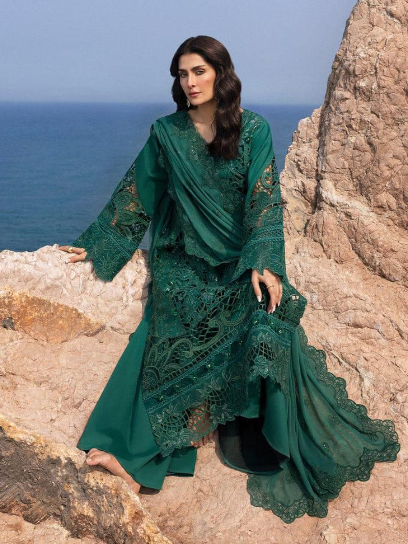 Emerald Green Chikankari Lawn Suit | Ready-to-Wear 3-Piece Set
