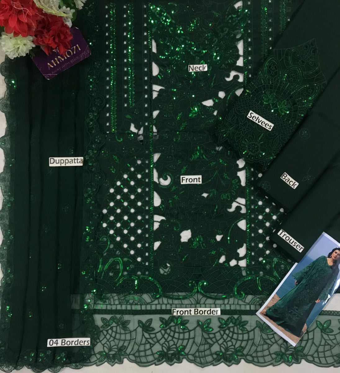 Emerald Green Chikankari Lawn Suit | Ready-to-Wear 3-Piece Set