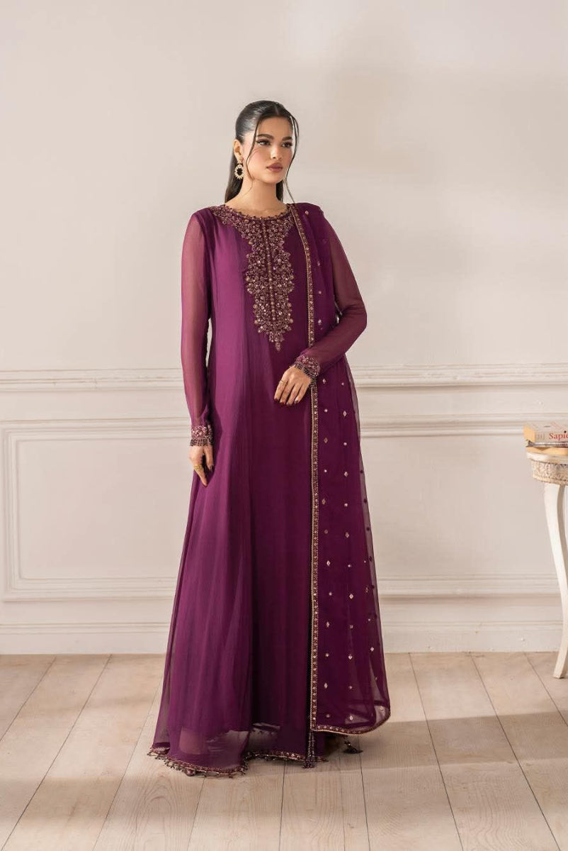 03-Piece Chiffon Suit With Sequence Embroidery - Ready To Wear