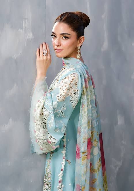 Sky Blue - 3 Piece Embroidered Suit | Ready To Wear