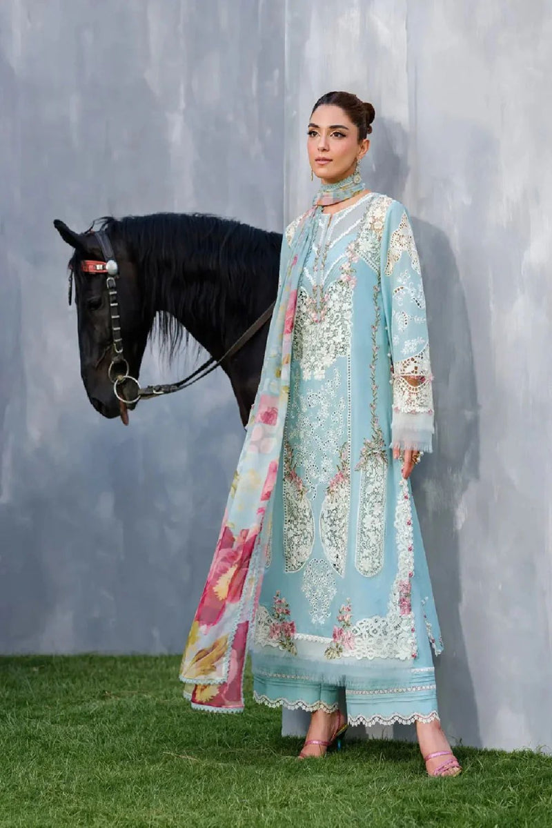Sky Blue - 3 Piece Embroidered Suit | Ready To Wear