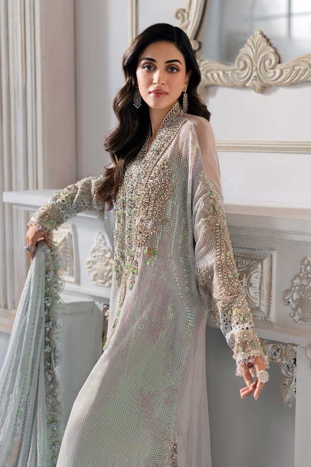 Frosted Mint - Embroidered Chiffon Suit | Ready To Wear