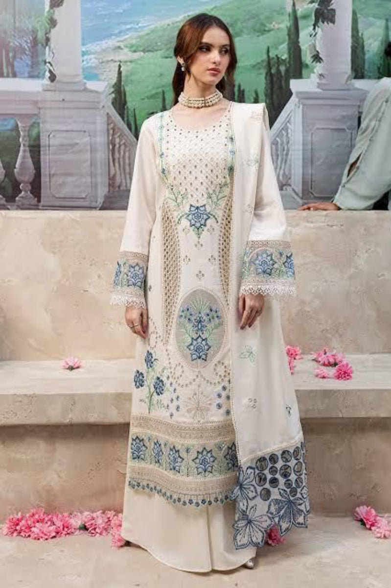 Ivory Azure - Embroidered Lawn Cotton Suit | Ready To Wear