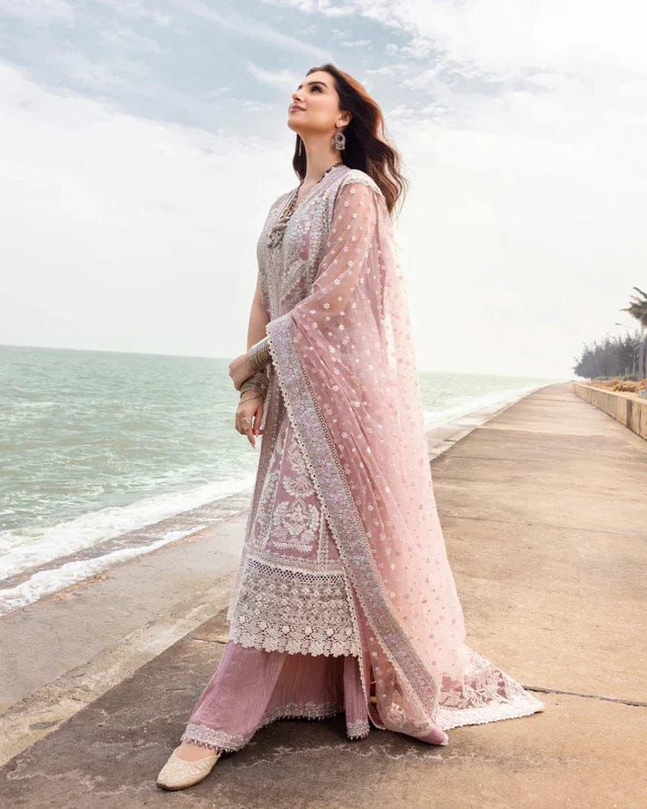 Dusty Pink - Embroidered Lawn Suit With Net Dupatta | Ready To Wear