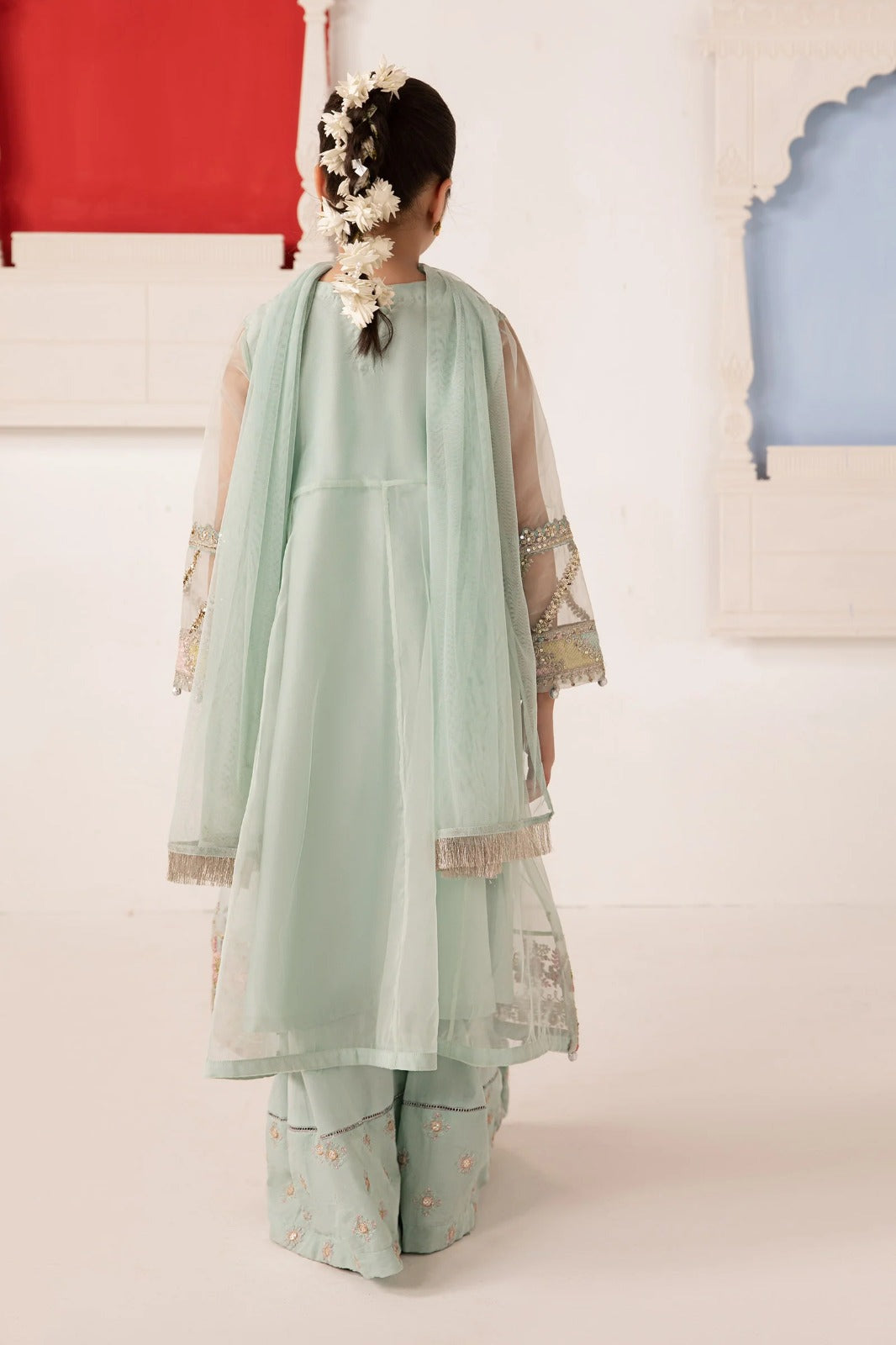 03  Piece Embroidered Chiffon Suit with Embroidered Koti - Ready To Wear