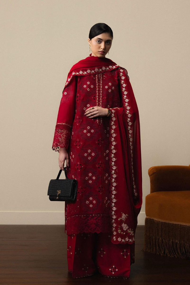 Blood Red - Embroidered Lawn Suit | Ready To Wear