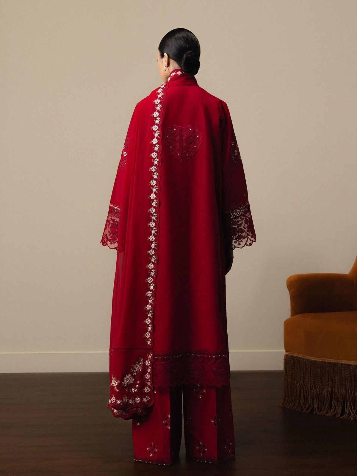 Blood Red - Embroidered Lawn Suit | Ready To Wear