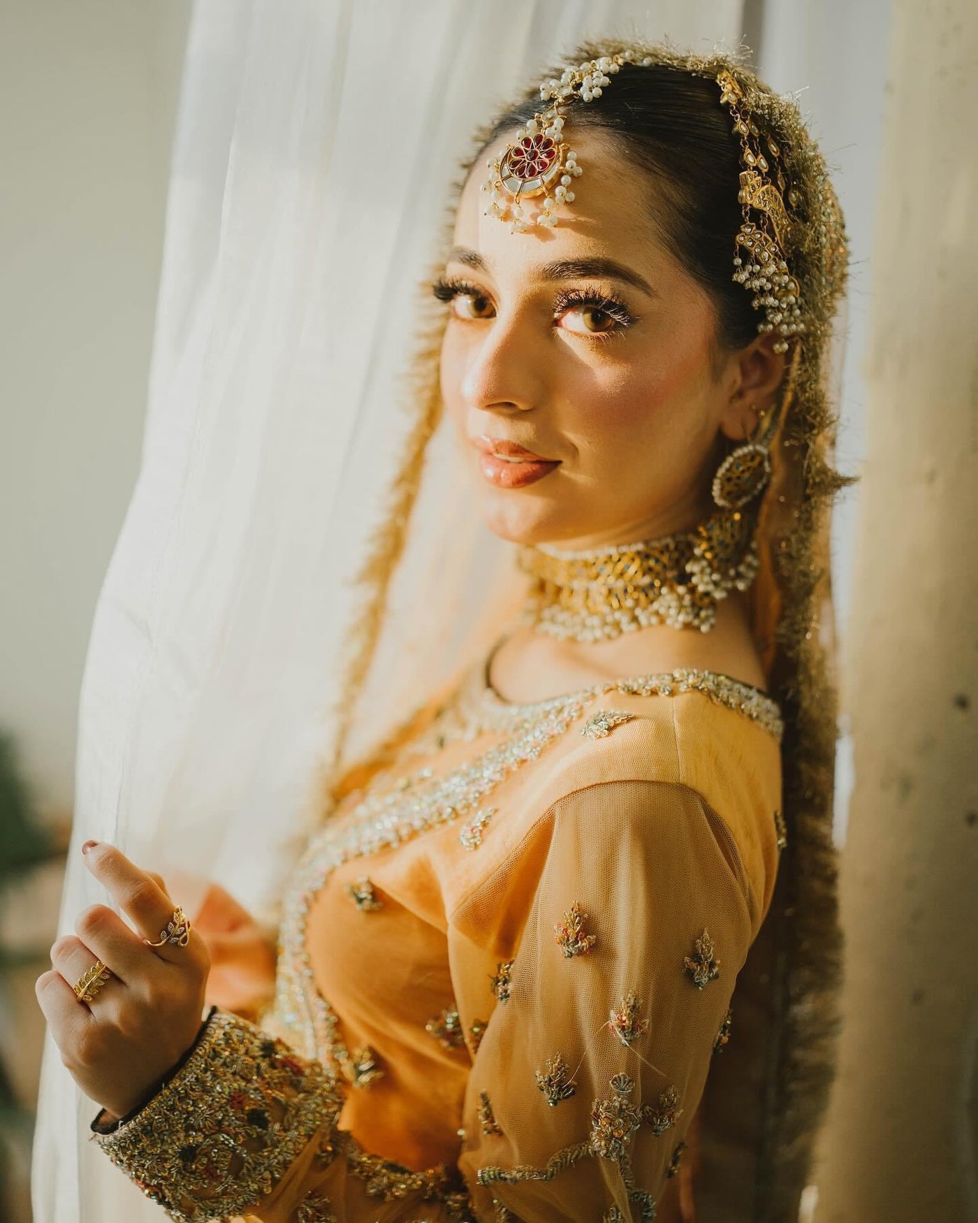 Festive Peach Embroidered Chiffon Lehenga Suit with Shamos Silk| RTW