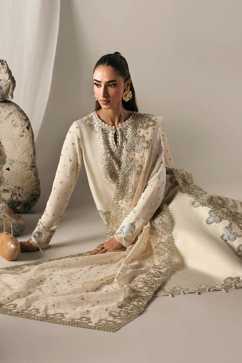 Ivory Foilwork Embroidered Lawn Suit |Ready to Wear