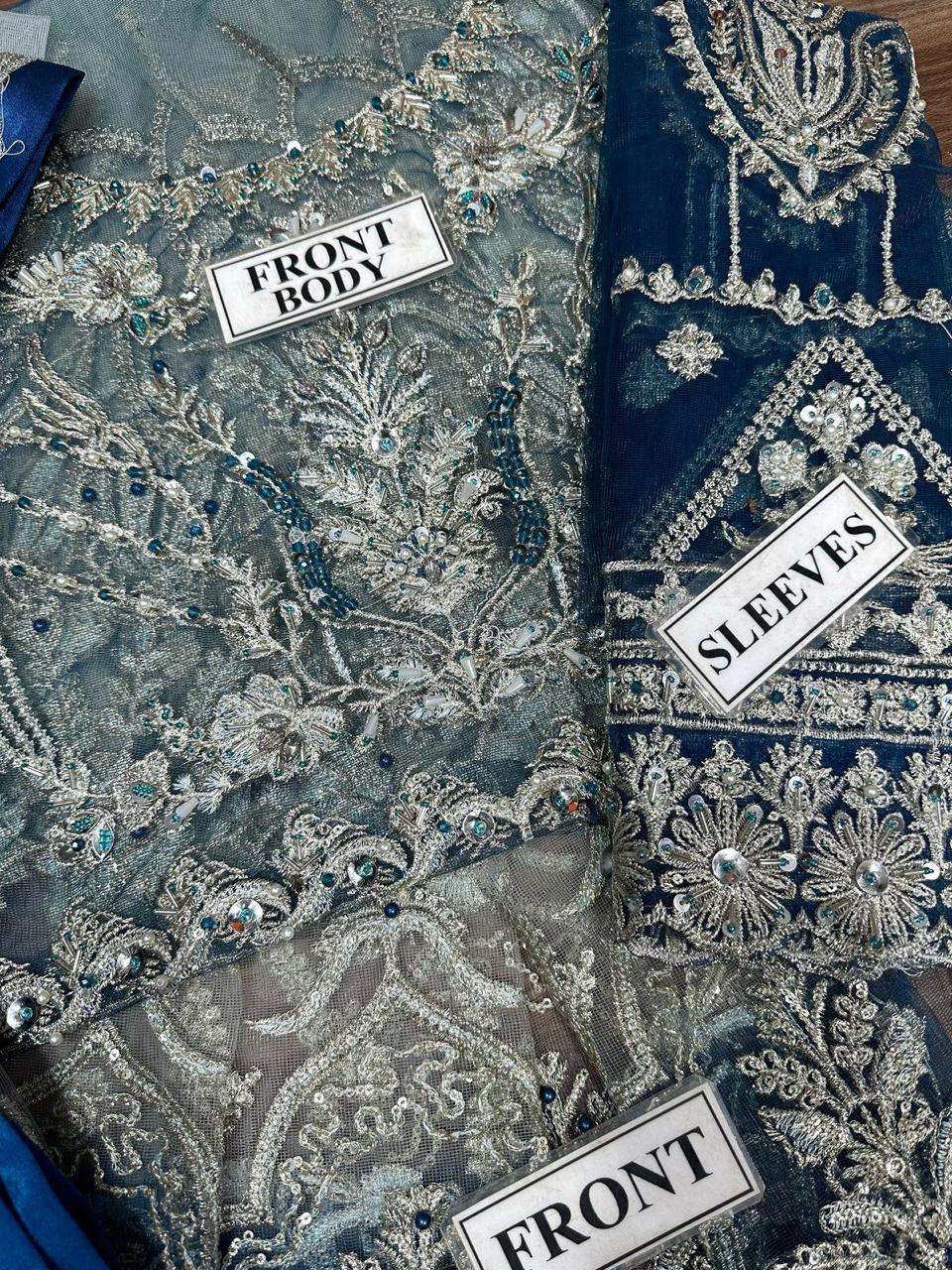 Royal Peacock Blue Ready to Wear Net Bridal Lehenga Suite