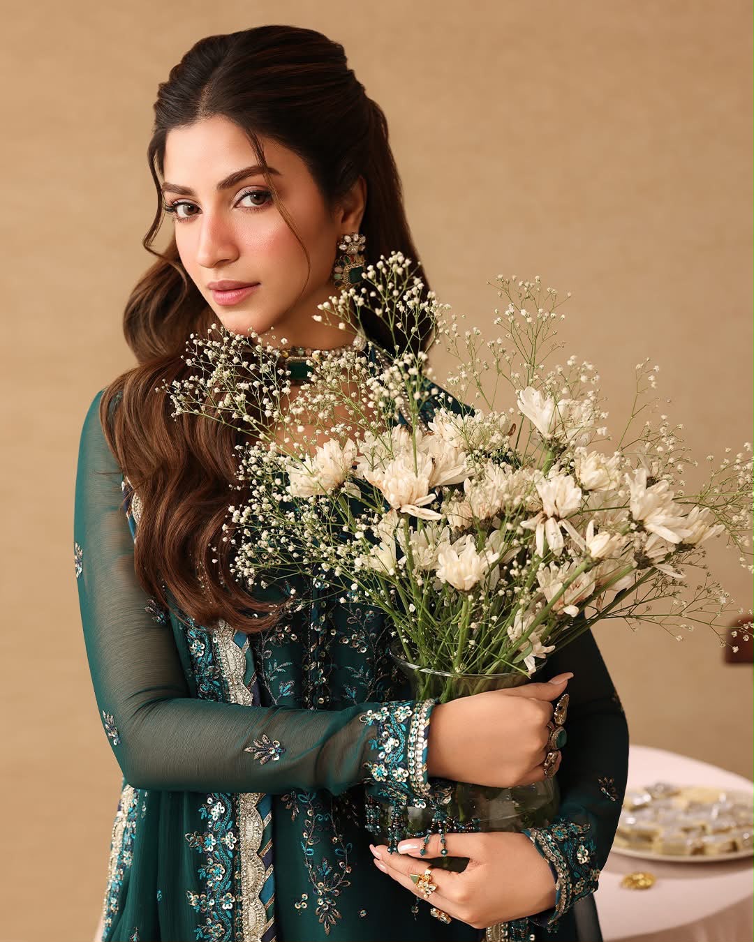 Heavy Embroidered Chiffon Festive Suit with Pearl Work | RTW