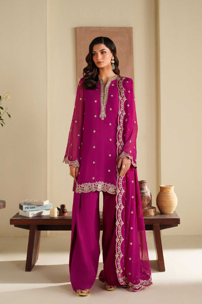 3 Piece  Stitched  Chiffon Suit - Ready  to  Wear