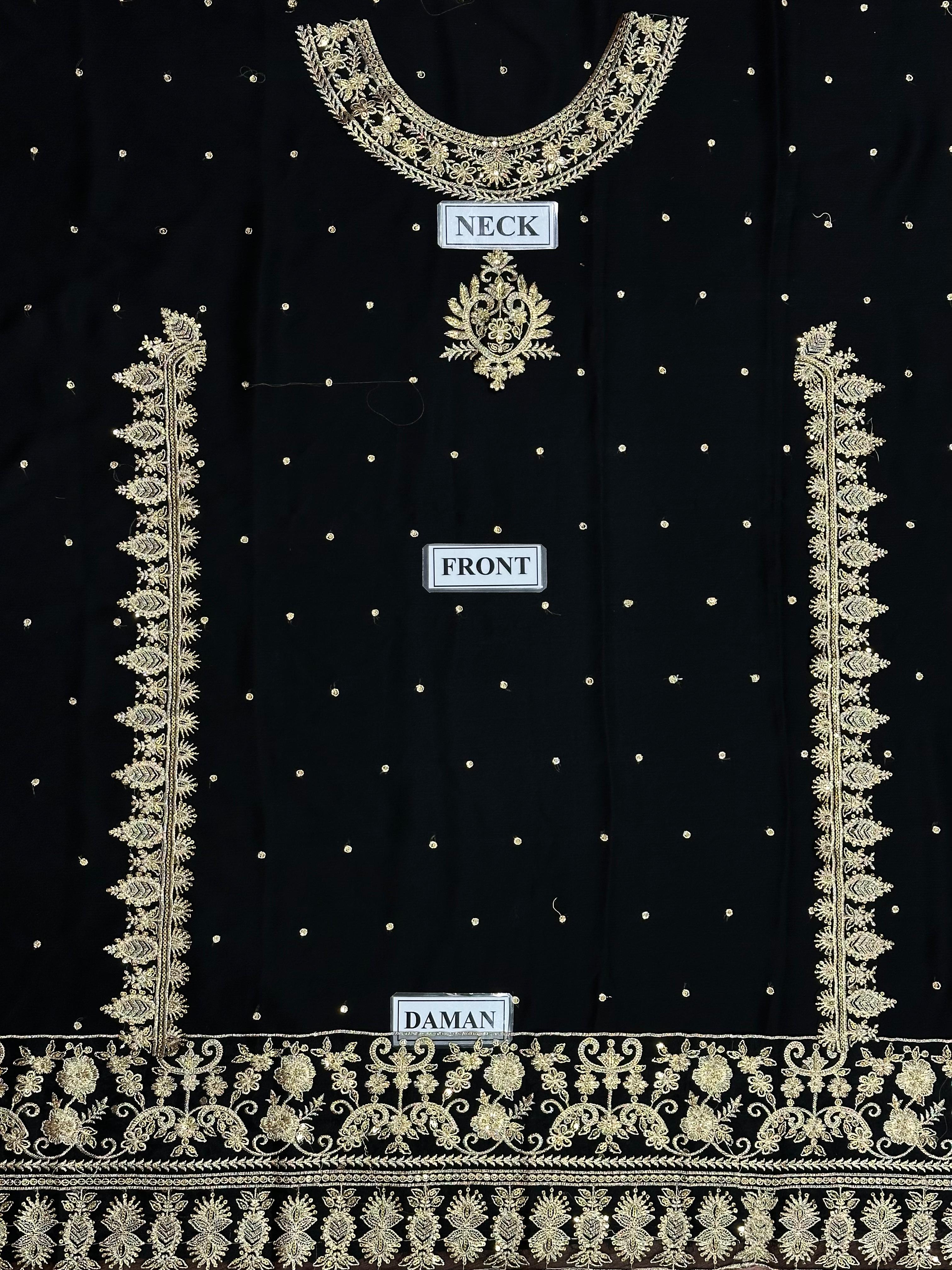 Black Sequin Garara Suit | Stitched 3-Piece Dress