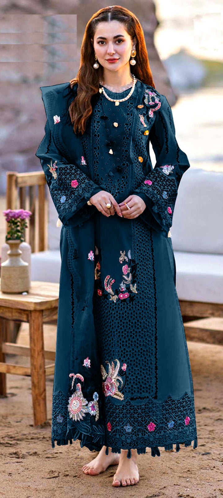 03-Piece Cotton Suit With Chikankari Embroidery | Ready To Wear
