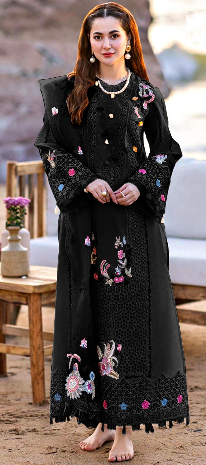 03-Piece Cotton Suit With Chikankari Embroidery | Ready To Wear