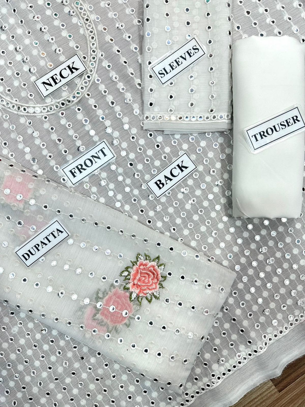 Heavy Embroidered White Chiffon 3-Piece Suit | 9MM Sequin Work with Floral Embroidered Dupatta