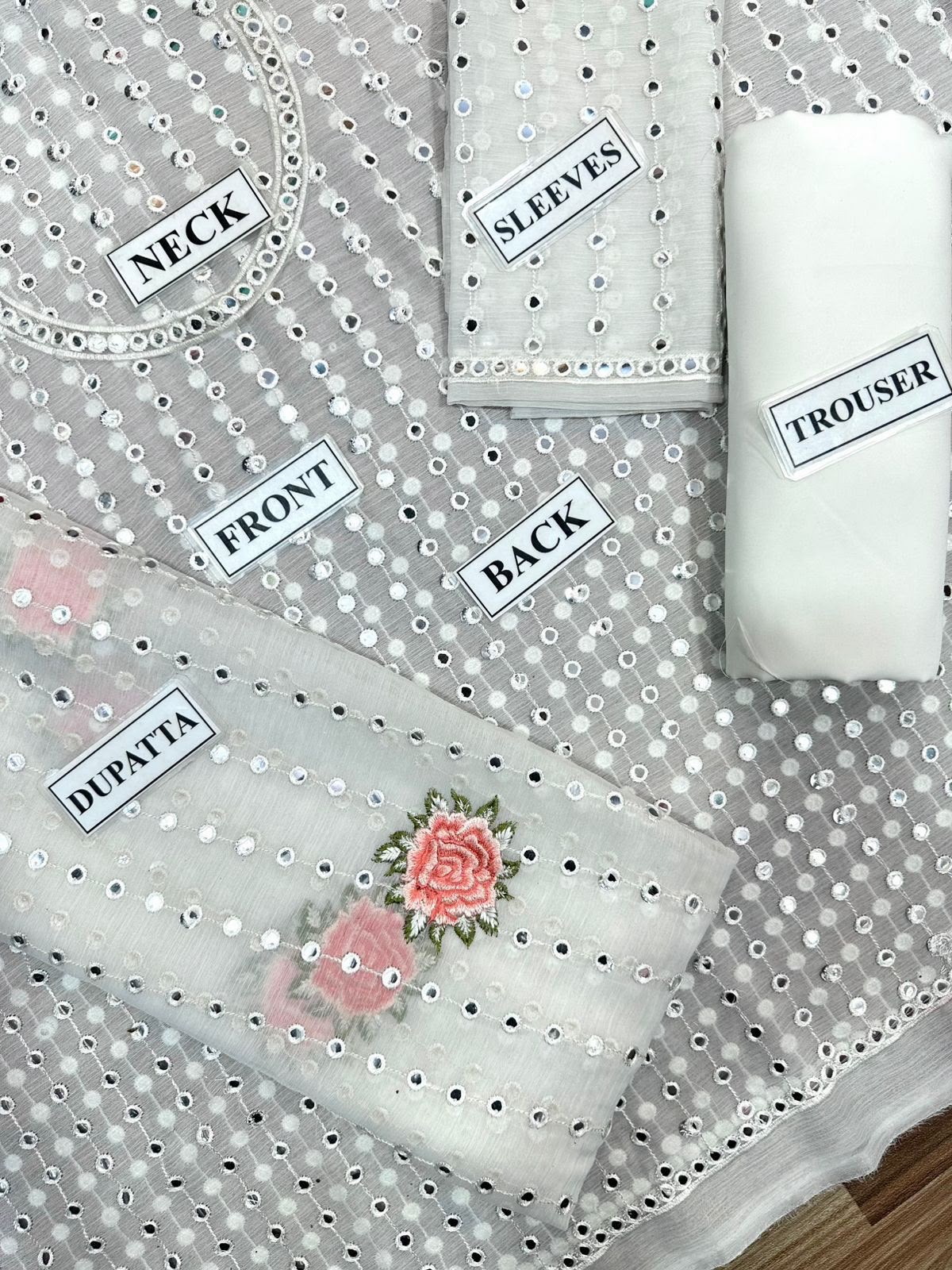Heavy Embroidered White Chiffon 3-Piece Suit | 9MM Sequin Work with Floral Embroidered Dupatta