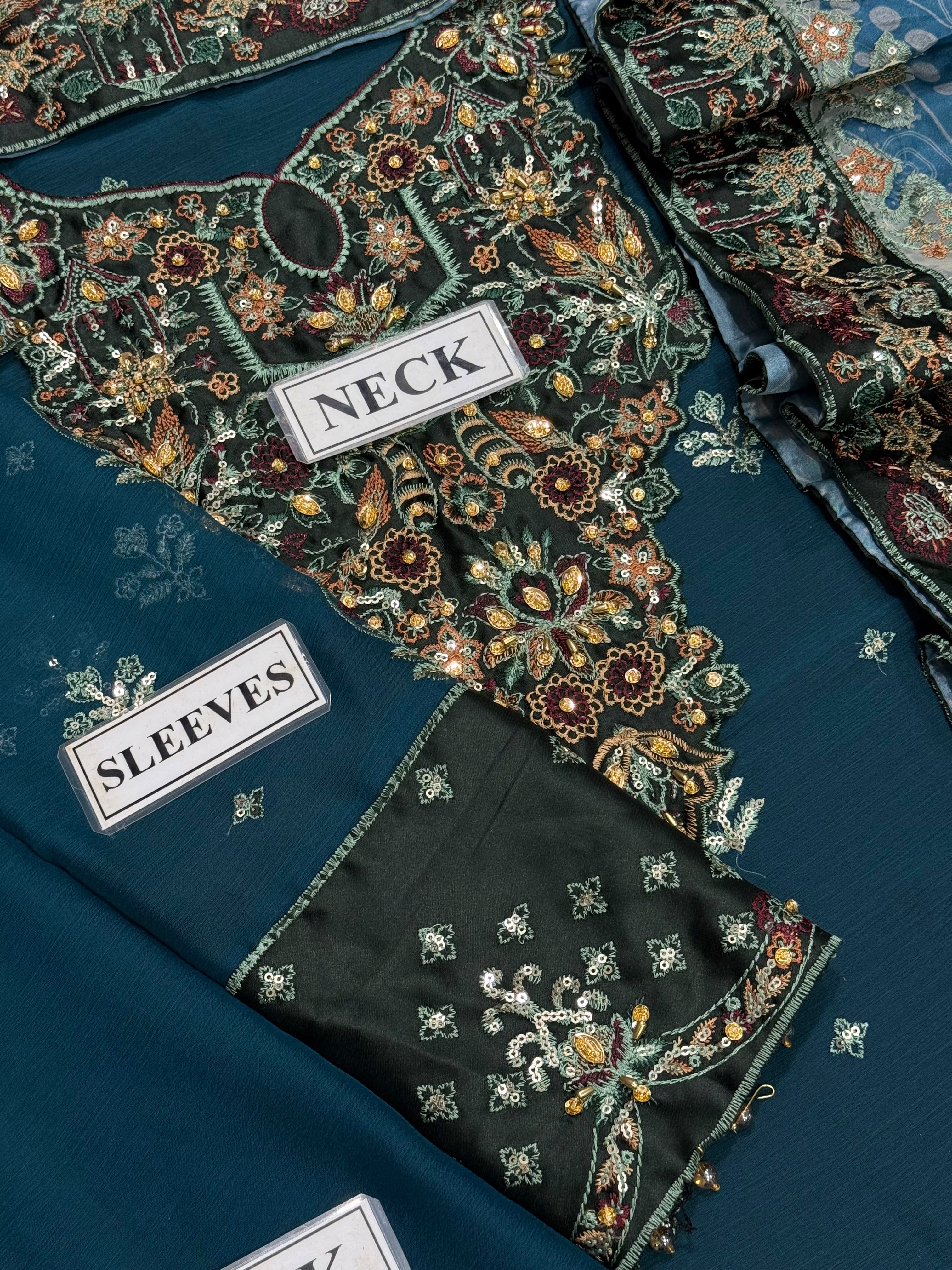 Luxury Embroidered Chiffon 3-Piece Formal Suit with Silk Dupatta | RTW