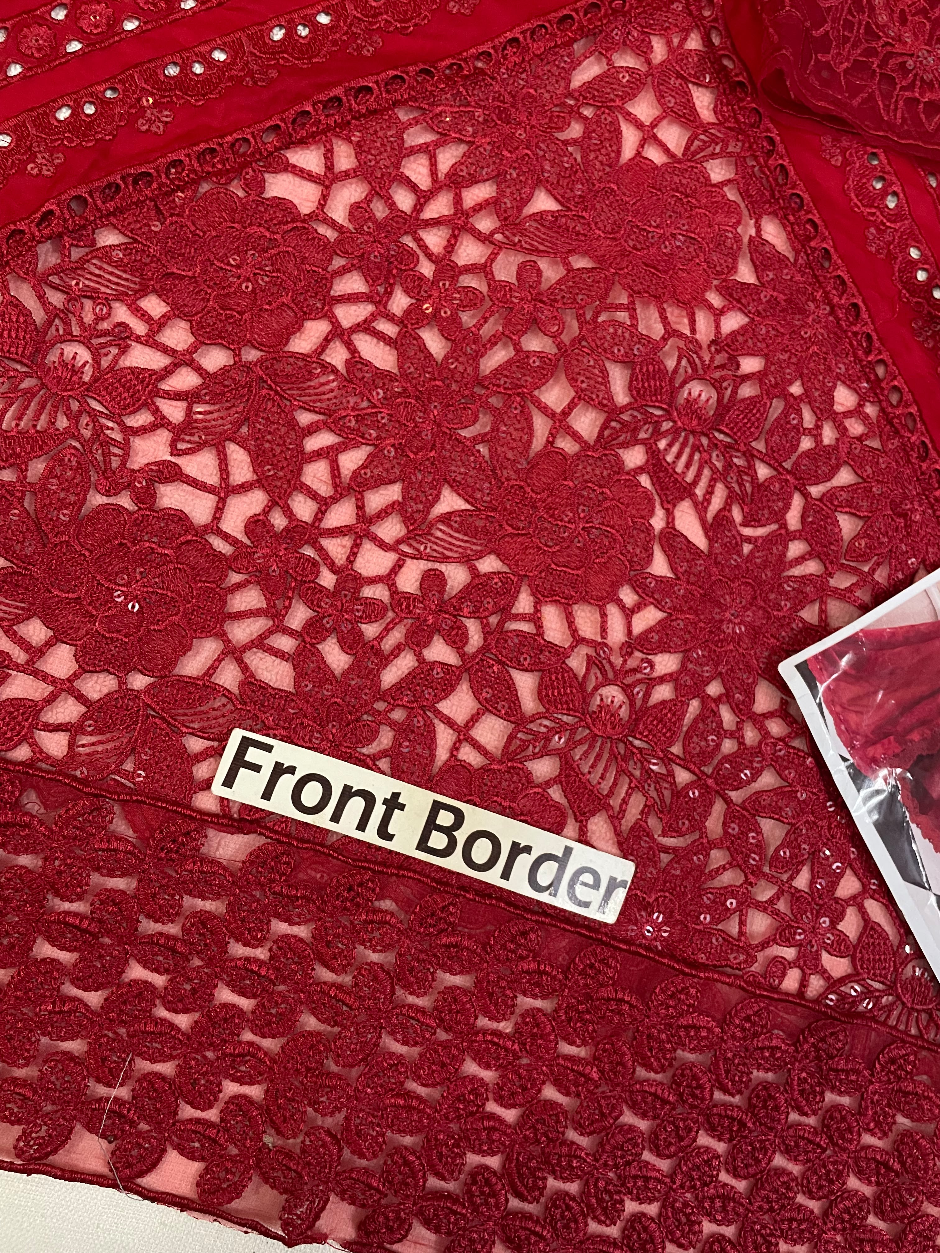 Rust Red Embroidered Chikankari Lawn Suit |Ready to Wear