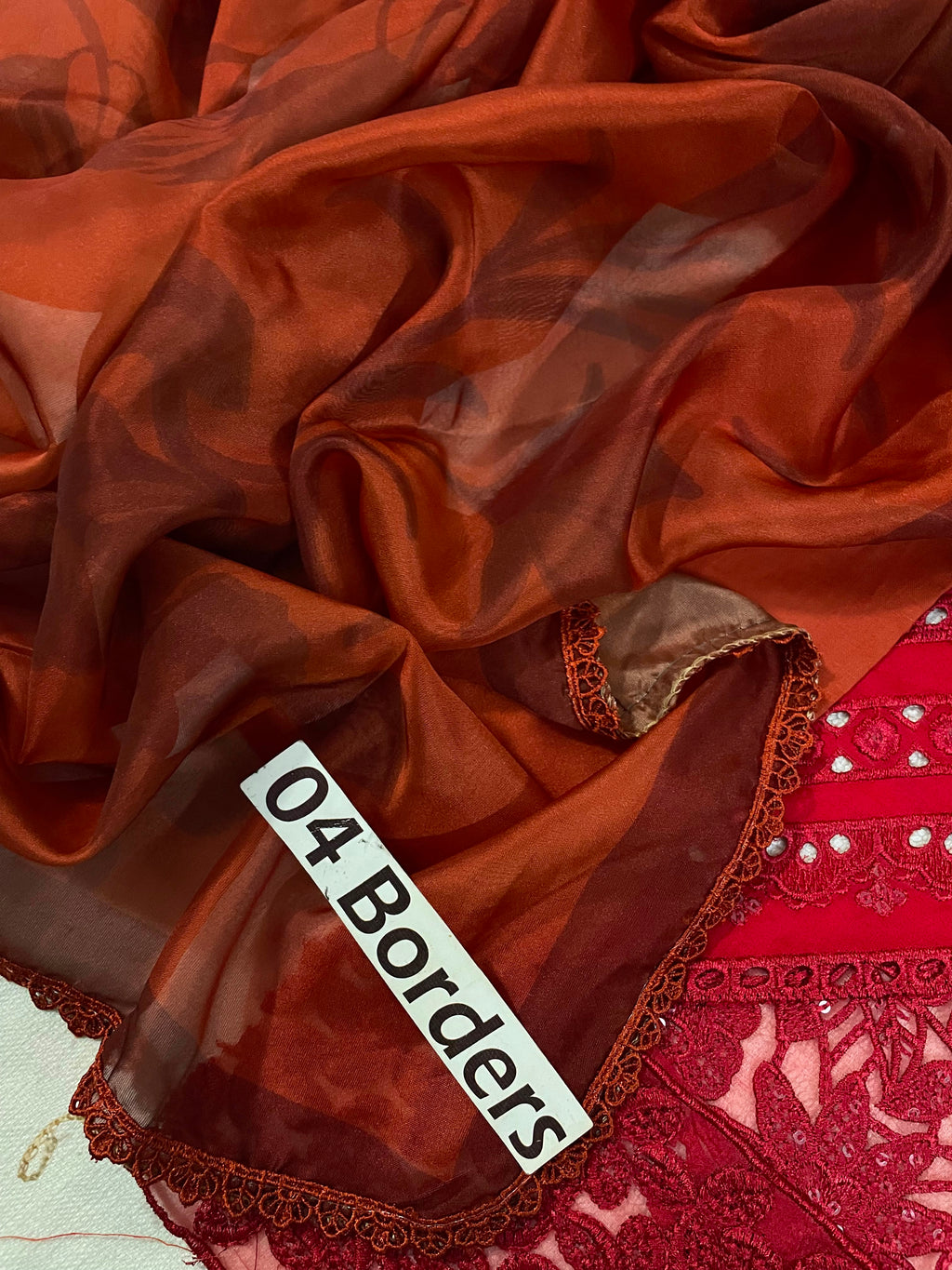 Rust Red Embroidered Chikankari Lawn Suit |Ready to Wear