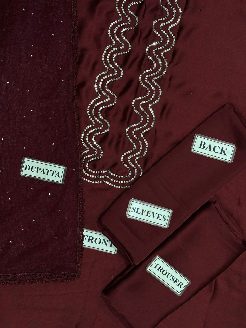 Maroon Silk Suit with Net Dupatta | RTW