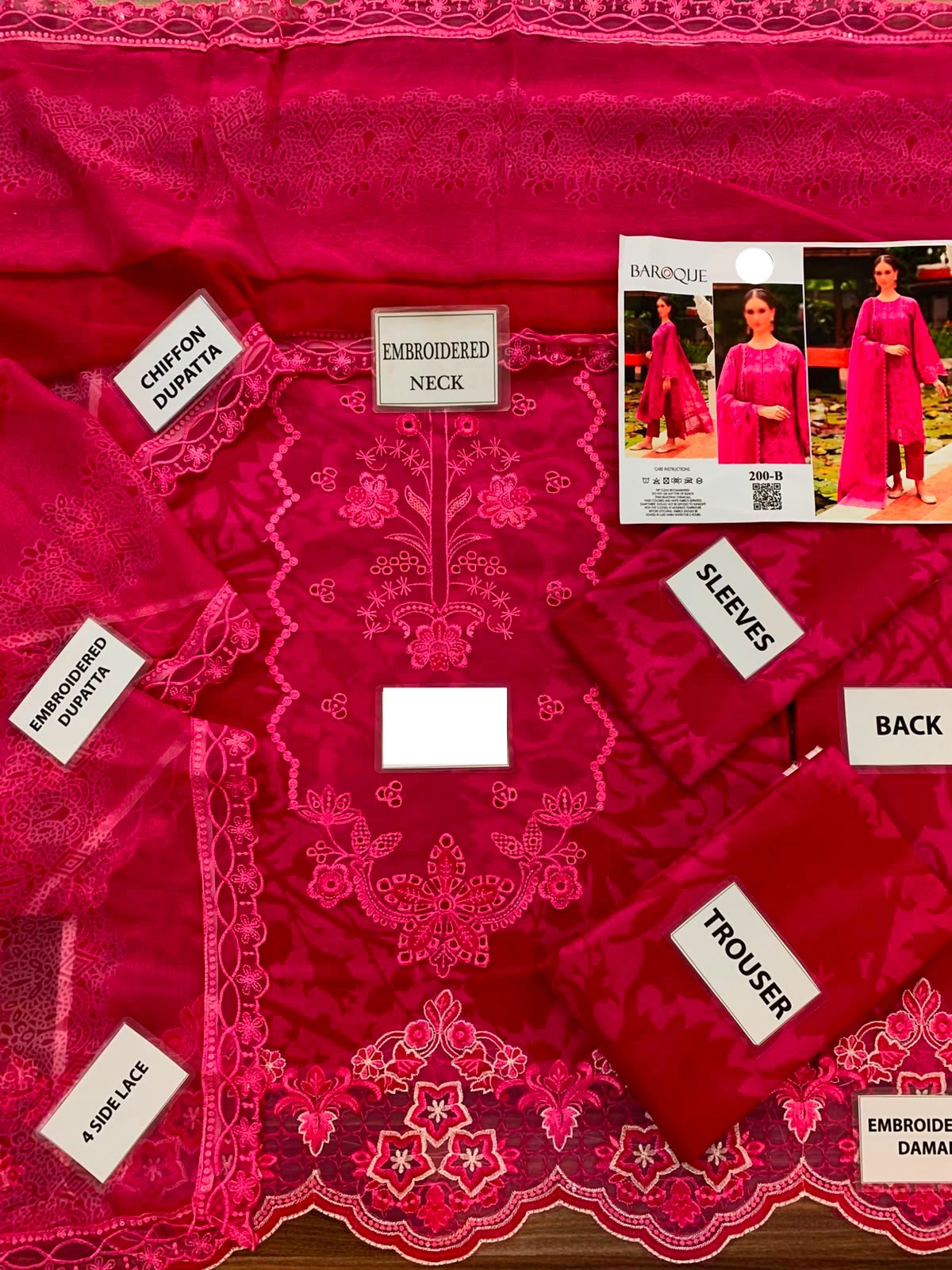 Magenta Printed Lawn Suit with Chiffon Dupatta |Ready to Wear