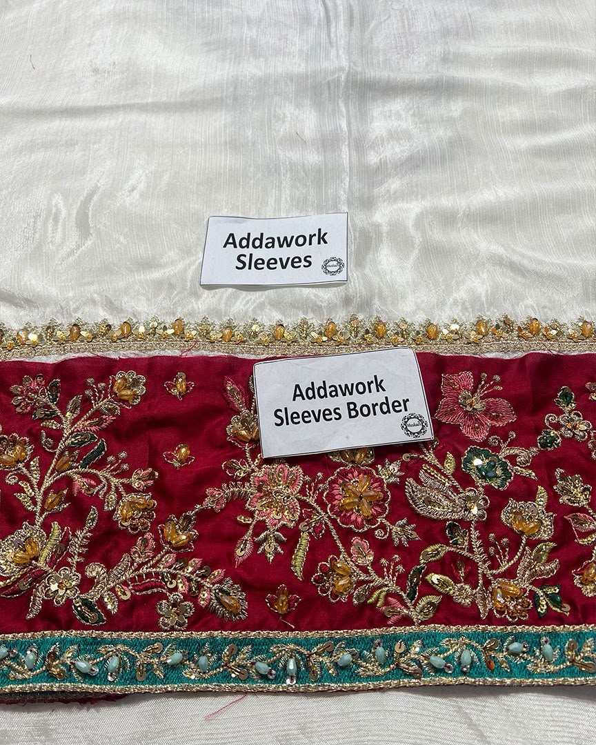 Off-White Raw Silk Suit with Addawork |Ready to Wear