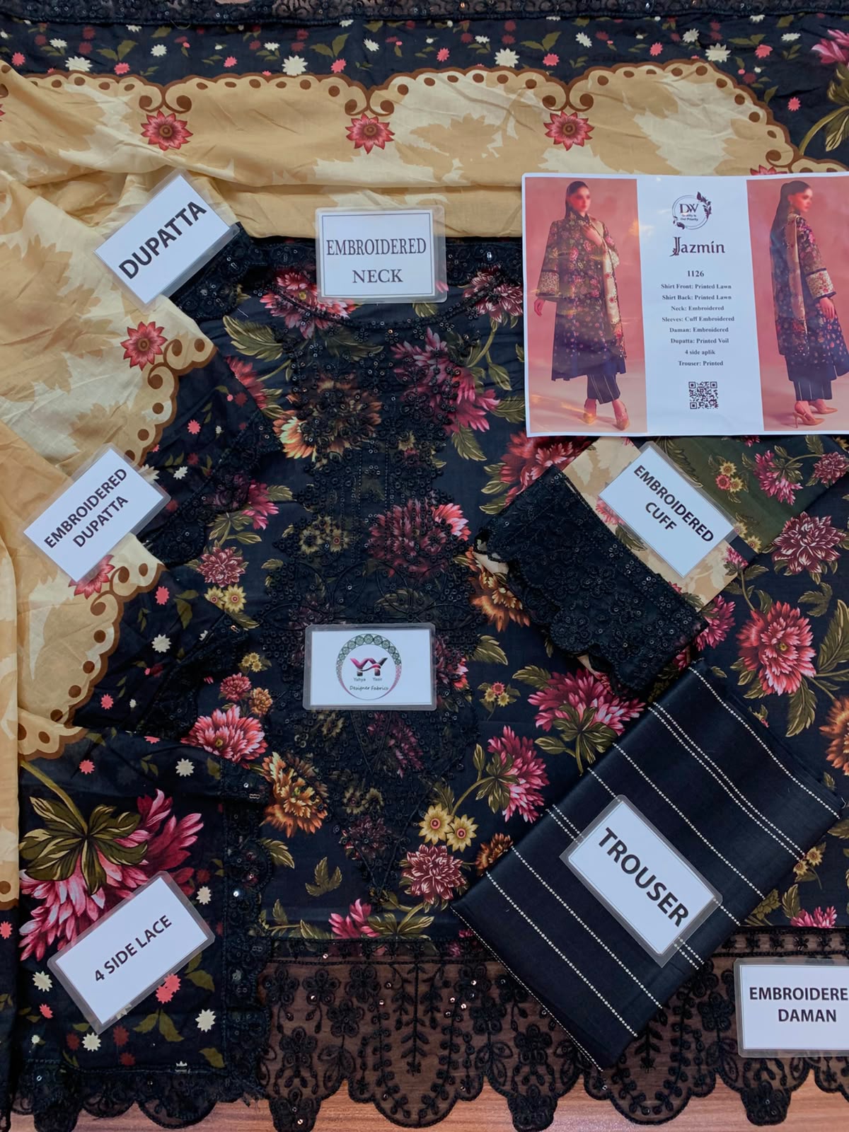 Dark Floral Digital Printed Lawn Suit | Ready to Wear