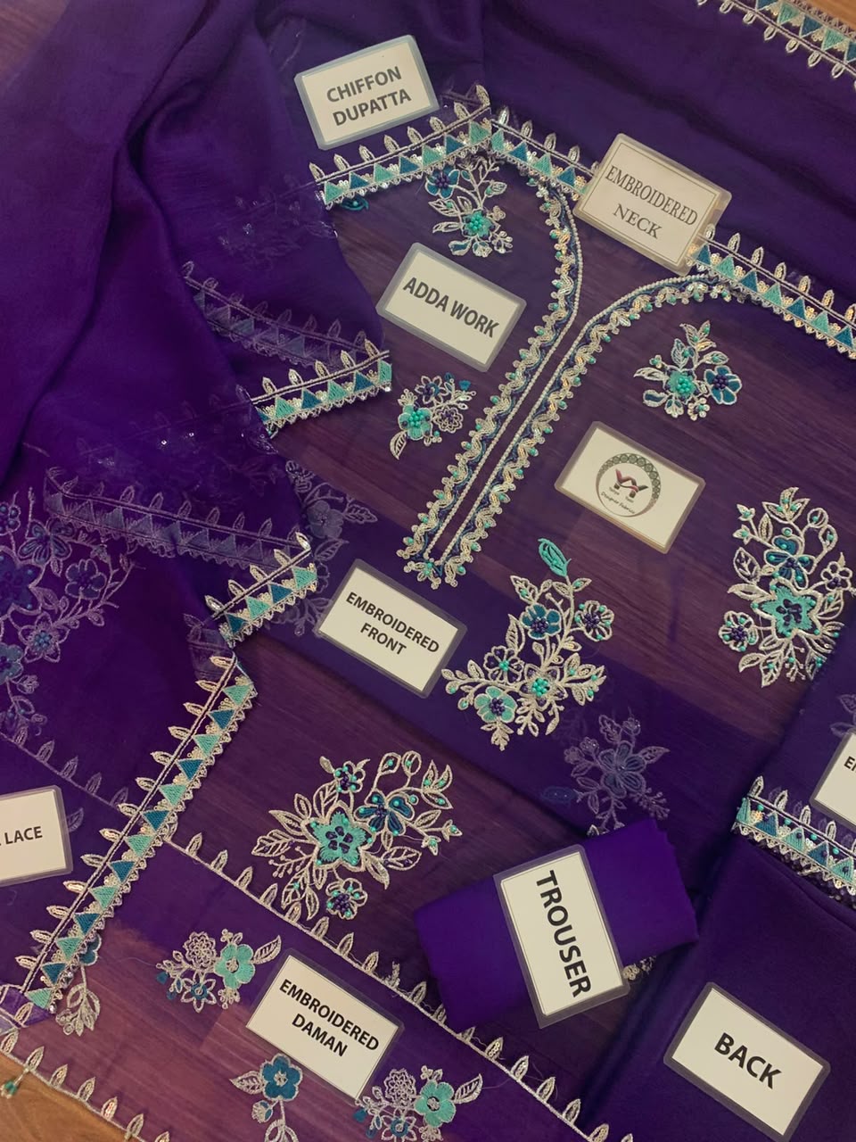 Deep Purple Embroidered Chiffon Suit | Ready to Wear