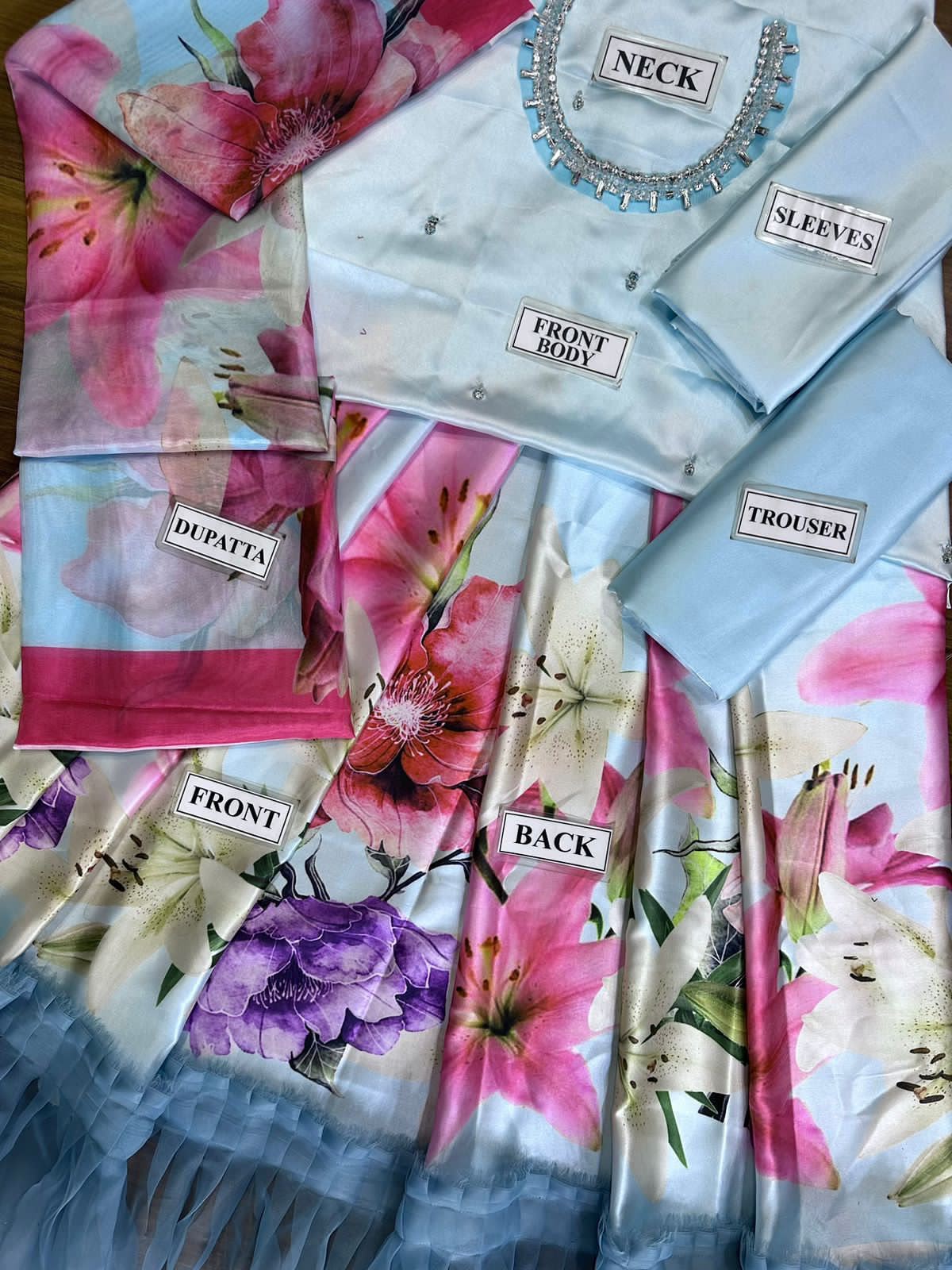 Blue Digital Printed Silk Set | Ready to Wear