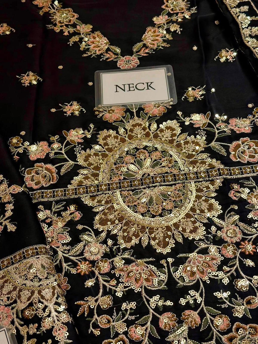 Black Charmoush Silk Embroidered Suit | Ready to Wear