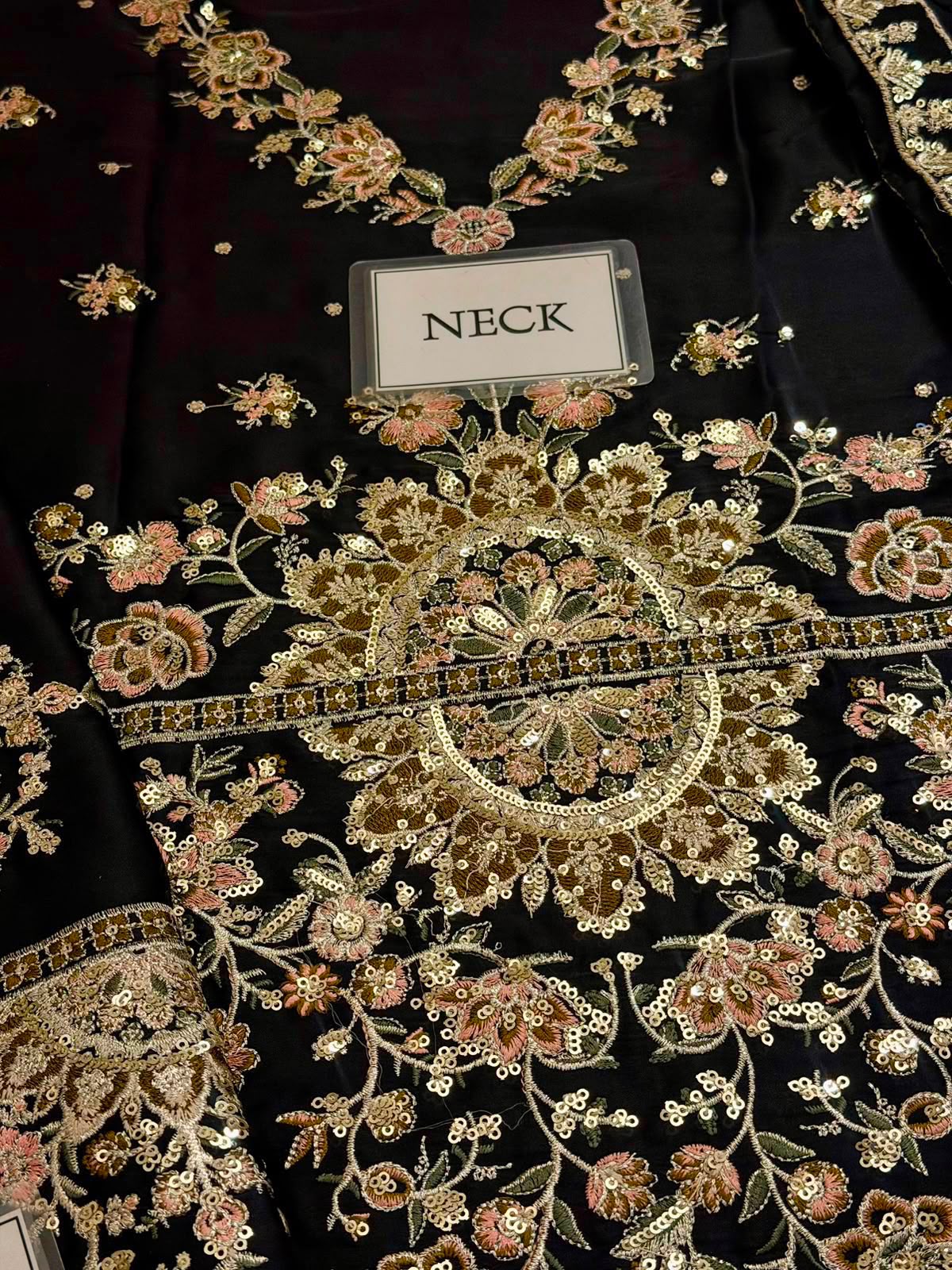 Black Charmoush Silk Embroidered Suit | Ready to Wear