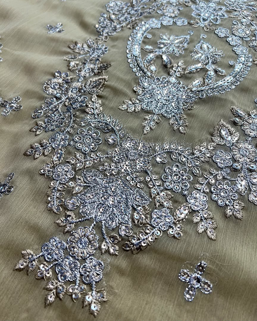 Selene Luminous Grey Sequined Chiffon Designer Saree | RTW