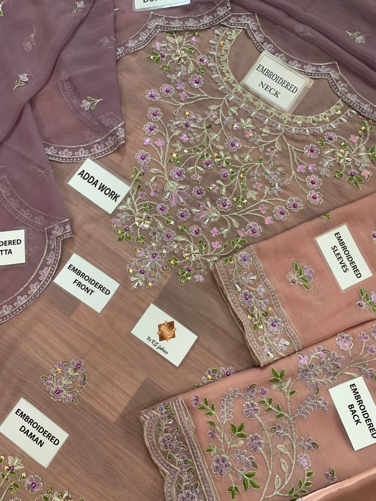 Mauve Chiffon Ready to Wear Adda Work Festive Suit