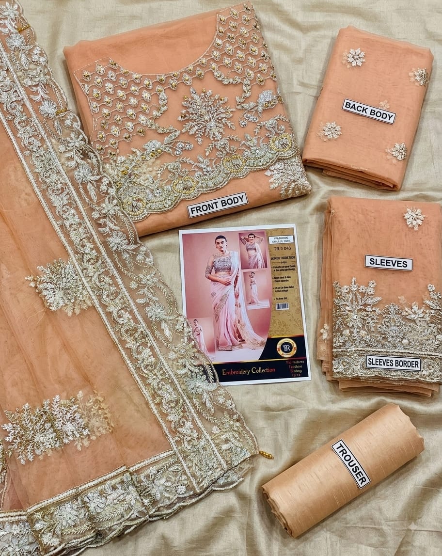 Blushing Radiance Heavy Embroidered Net Designer Saree |RTW