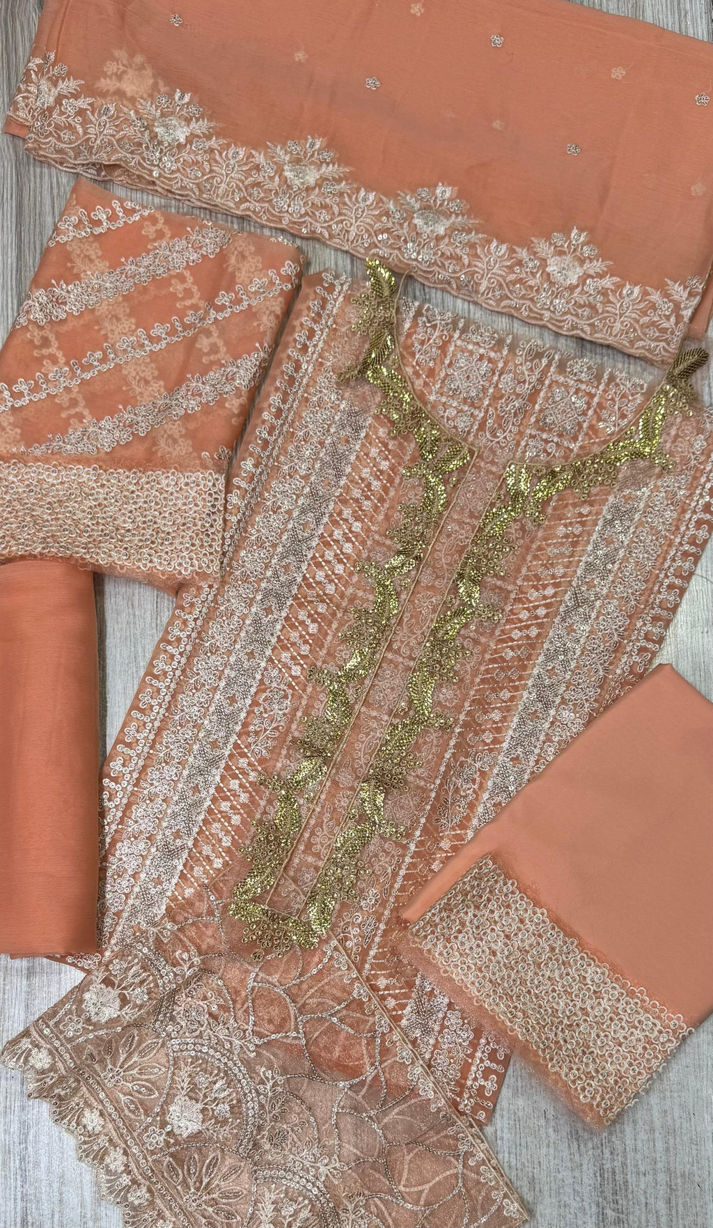 Blush Pink Semi Pure Chiffon Ready to Wear Festive Suit