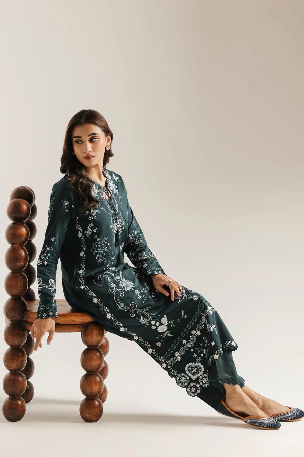 Shalmoz Silk Fully Heavy Embroidered 2-Piece Suit |RTW