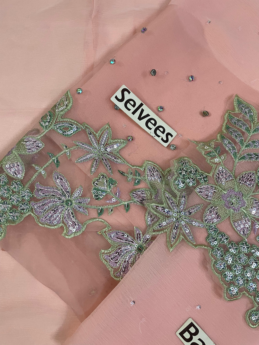 Blushing Pink Bamber Chiffon Ready to Wear Embroidered Festive Suit