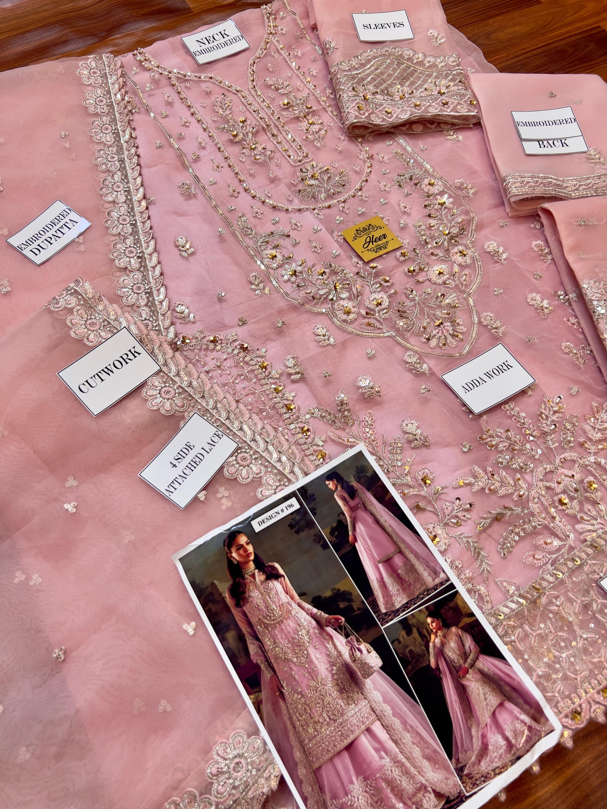 Blushing Pink Organza Ready to Wear Embroidered Lehenga Suit