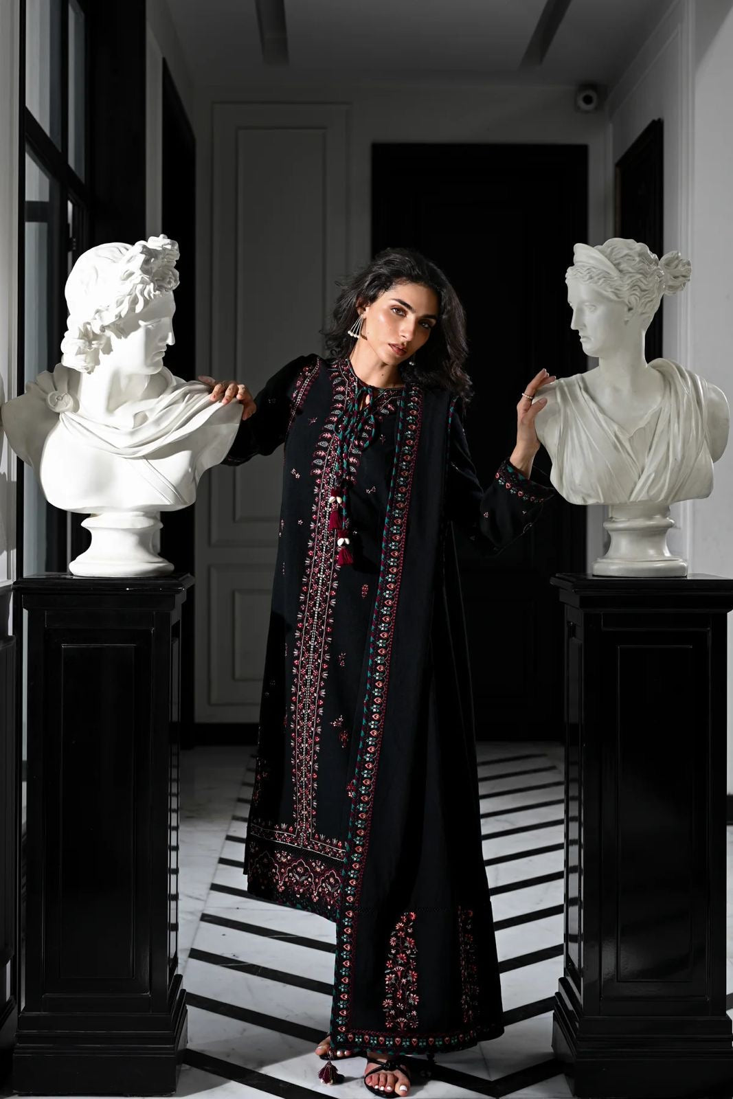 3 Piece Embroidered Cambric Suit | Ready To Wear
