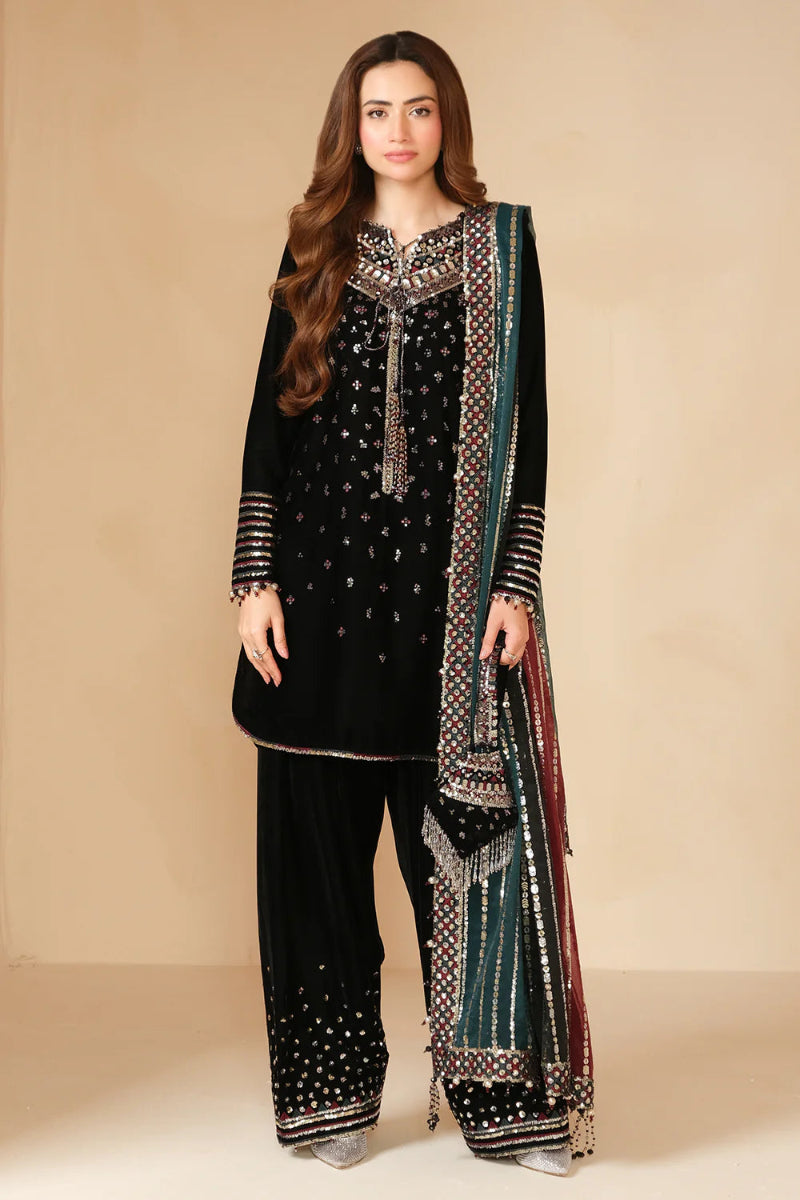 Midnight Velvet Sequenced Winter Festive Suit | RTW