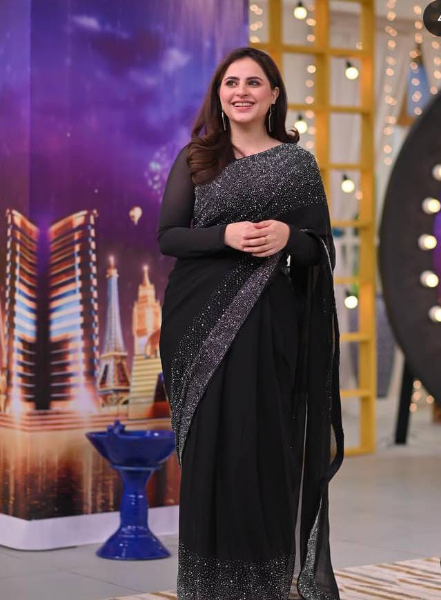 Black Chiffon Ready to Wear Handwork Saree Suit