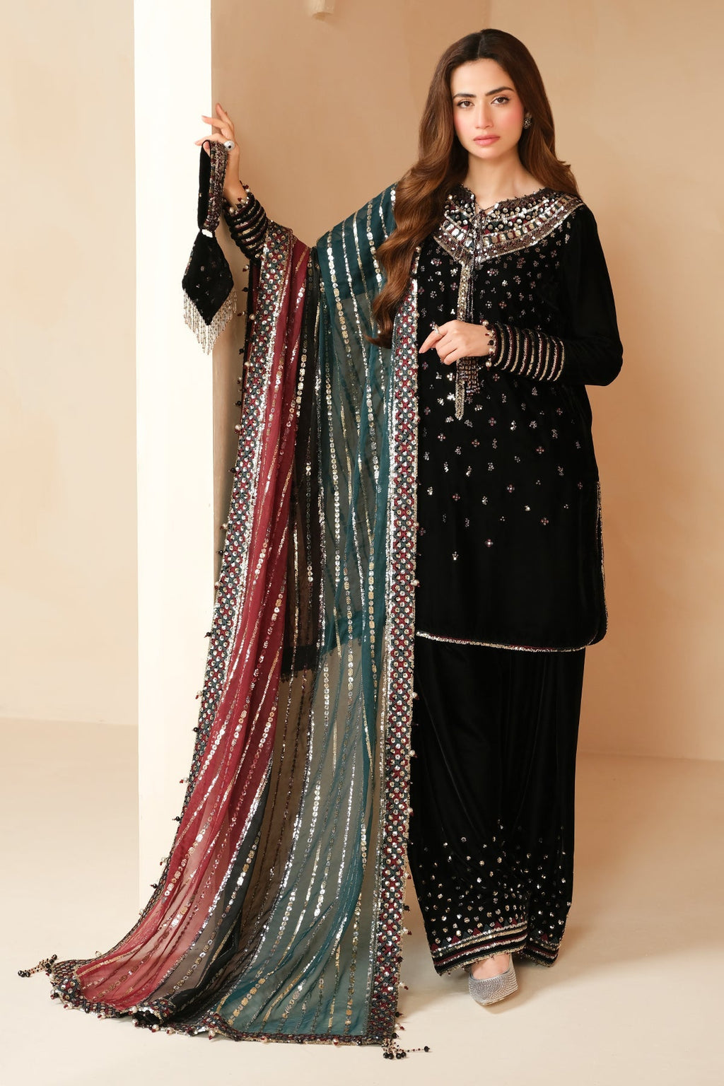 Midnight Velvet Sequenced Winter Festive Suit | RTW