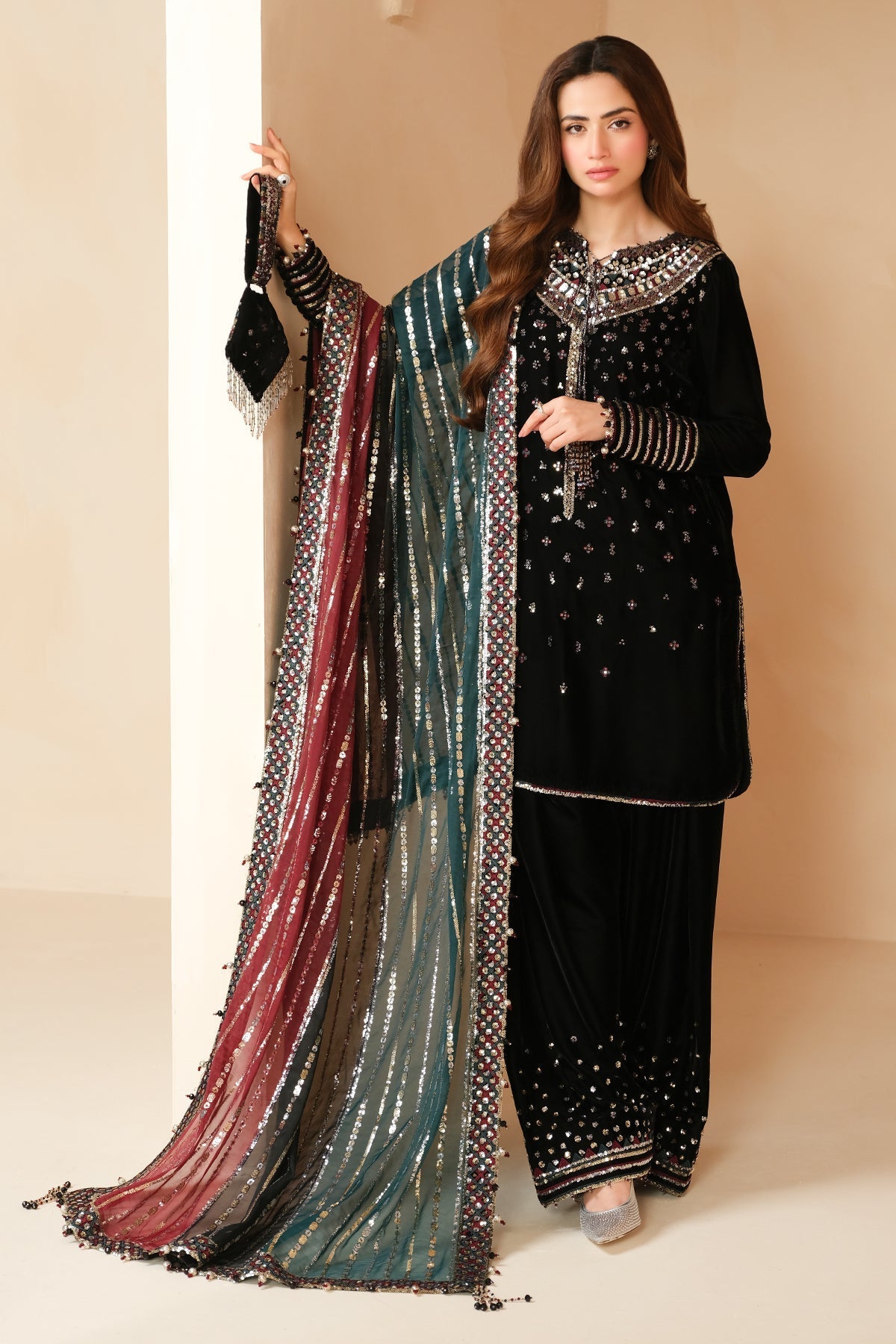 Midnight Velvet Sequenced Winter Festive Suit | RTW