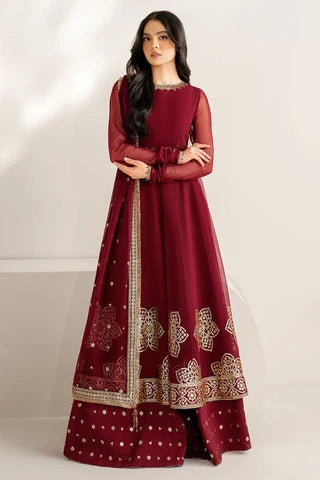 Maroon Semi Pure Chiffon Ready to Wear Sequence Embroidered Lehenga Suit