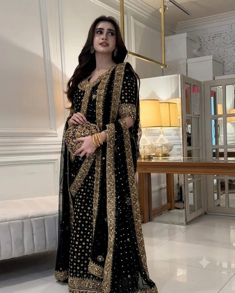03-Piece Chiffon Suit With Embroidery - Ready To Wear