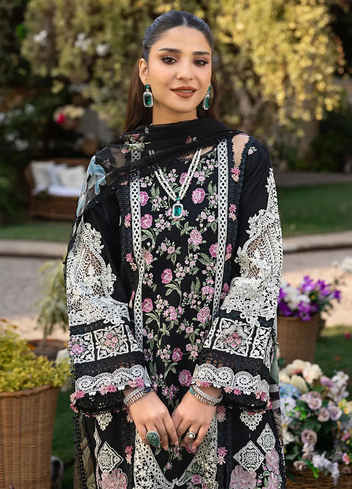 03-Piece Cotton Suit With Chikankari Embroidery - Ready To Wear