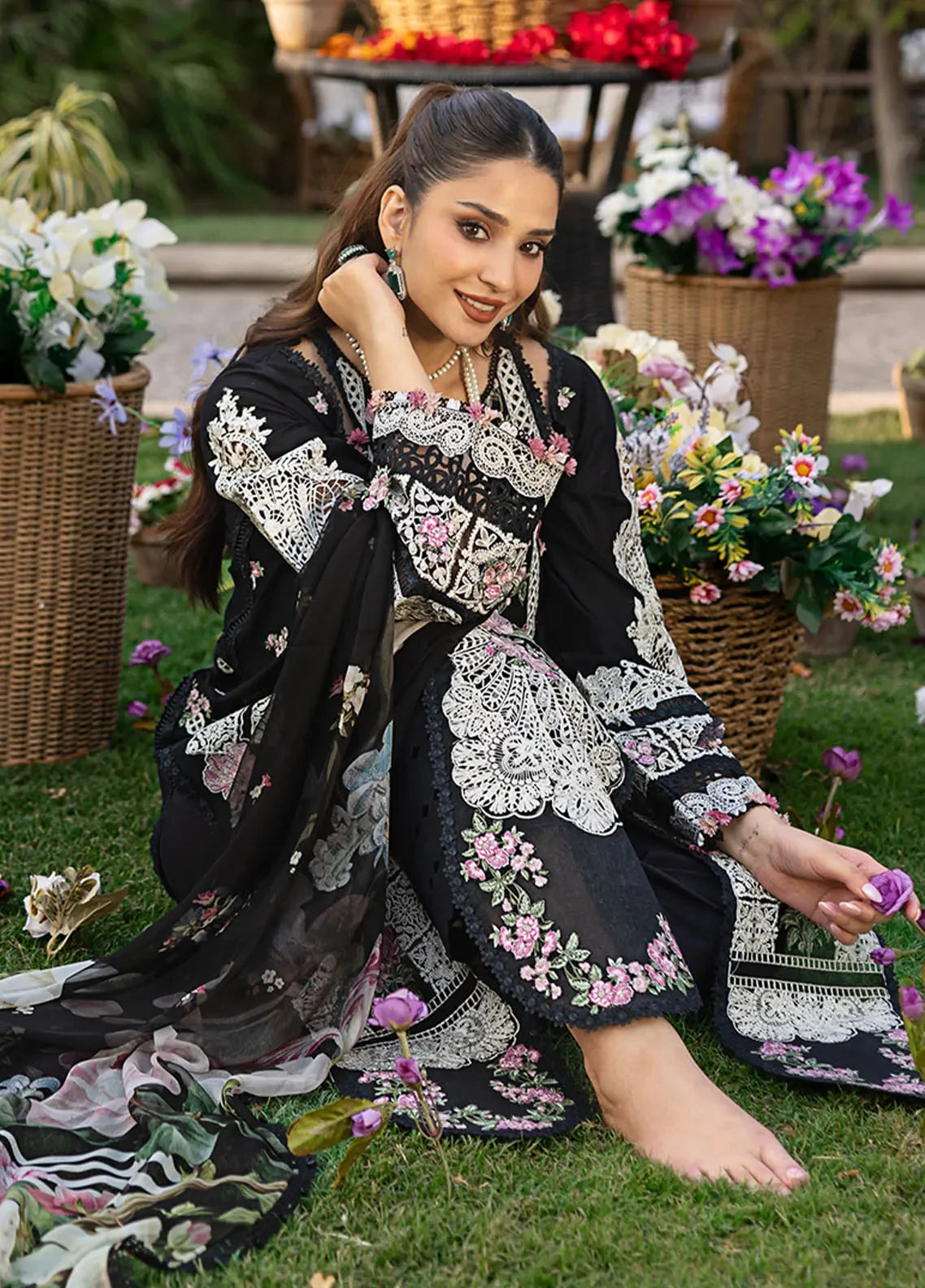 03-Piece Cotton Suit With Chikankari Embroidery - Ready To Wear