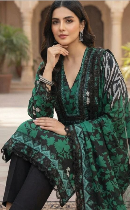 03-Piece Printed Lawn Suit - Ready To Wear